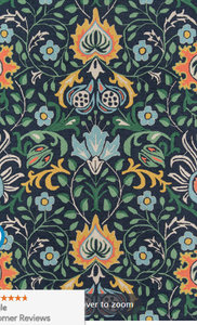 lot 379 image: MOMENI Terra Hand Hooked area rug - 5x8 Navy with flowers. Still in packaging, never used. Stock photo shown.