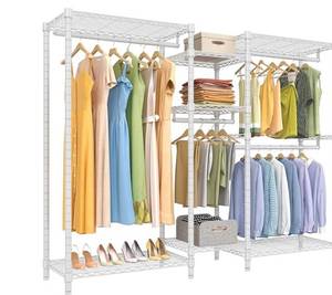 lot 312 image: VIPEK V6 Wire Garment Rack, 5 tiers, Heavy Duty clothes rack for hanging clothes, wardrobe freestanding closet storage rack. Holds up to 850LBS. Color white - unopened still in Box. Stock photo shown.