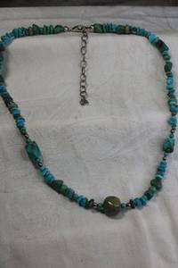 lot 13 image: Sterling Silver and multi color Turquoise necklace. Marked 925 on lobster clasp. 20L with 3 extender.
