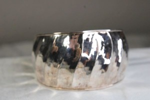 lot 197 image: Veronese Italian Sterling Silver wide cuff bracelet. Marked 925 Italy with script V (Veronese)