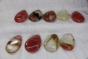 lot 236 image: Jasper or Petrified wood and Jasper Tear drop beads. 9 count.