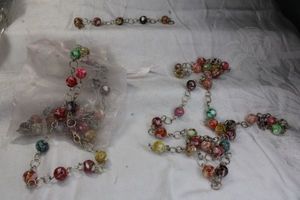 lot 239 image: (2) Tumbled Rainbow Shell beaded station chains. About 50L each