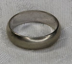 lot 245 image: 14K white gold band ring. Marked 14K inside. Size 10.
