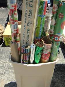 lot 70 image: trash bin full of new and used wrapping paper