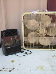 lot 113 image: box fan, lasko heater