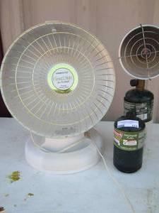 lot 114 image: presto heat dish heater- propane heater with Coleman fuel