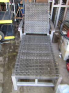 lot 150 image: Teak Wood Chaise Lounge chair  BY TEAK GARDEN  CLASSICS has small damages shown in pictures  MATCHES LOT 14