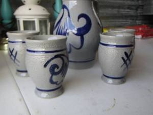 lot 17 image: Staffel Stoneware made in Germany 4 cups- 1 pitcher