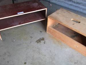 lot 181 image: 2 tier wooden shelf 122412---- wooden stool 102212