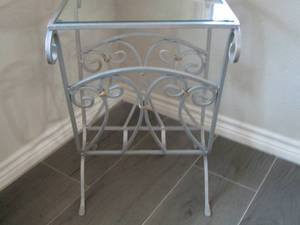 lot 47 image: metal glass top magazine table 241617