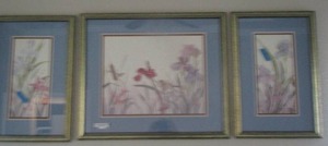 lot 49 image: Set of 3 floral art sizes varies