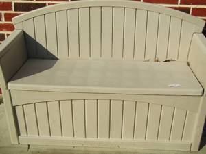lot 188 image: plastic garden bench with under storage ,355219