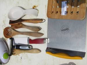 lot 38 image: spoon rest, kitchen utensils, scrappers, electric can opener and more