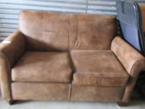 lot 56 image: brown love seat couch angie brand color dark maple
