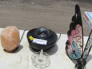 lot 64 image: rock salt lamp -  butterfly light- disco light