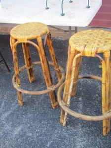 lot 101 image: wicker style bar stools qty 2 brown color