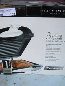 lot 109 image: 3 in 1 grilling for indoor use in original box