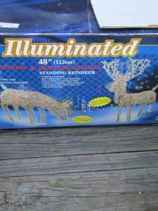 lot 111 image: 42 and 48 Christmas deer yard dcor in original box