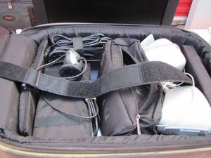 lot 113 image: balance digital technology desktop computer, suit case with computer speakers