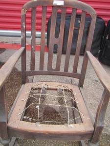lot 123 image: wooden rocking chair need new seat