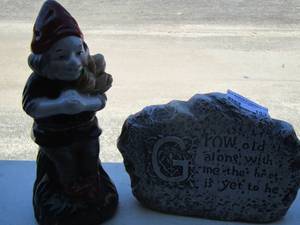 lot 153 image: grow old yard stone - 13 tall ceramic garden gnome