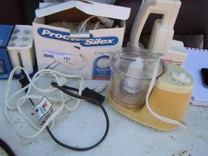 lot 181 image: presto electric slicer, chopper, proctor Silex mixer, ice tube trays