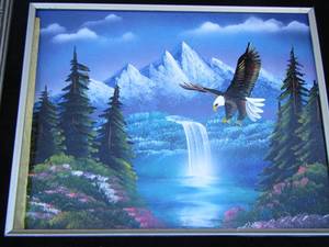 lot 187 image: 16x19 painted eagle canvas by meirtonzar- 15 12 x 18 12 framed eagle art unknown name