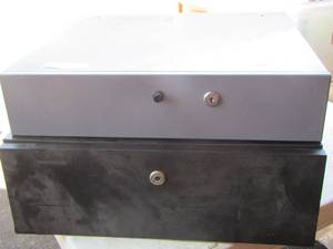 lot 199 image: black cash drawer - silver cash drawer no keys