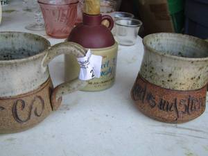 lot 234 image: Switzerland cups qty 2 , 1 Avon bubble bath jug