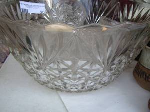 lot 20 image: diamond cut punch bowl with 8 matching cups