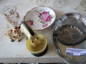 lot 238 image: silver plate platter, 6x12 small kids play mixer- cup and more