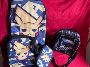 lot 15 image: Pikachu backpack 3 pieces plus a lunch boxes see pics
