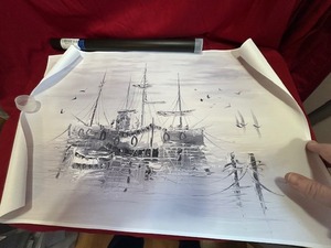 lot 114 image: Ocean ship, scenery, nautical wall decor, very nice canvas