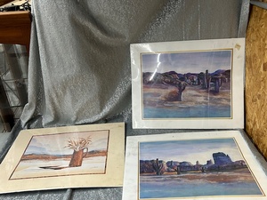 lot 236 image: 3 Unframed prints as shown