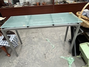 lot 250 image: Heavy glass entryway table