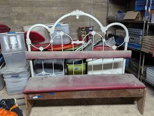 lot 60 image: Historic Stockyards Spaghetti Warehouse Restaurant Bench (Image Is Representation, May Not Be Exact Bench)