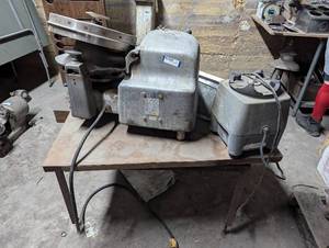 lot 307 image: Table and Commercial Electronics Including Waring Heavy Duty Blender Base, The Hovart MFG. Co. Meat Grinder, and MORE...