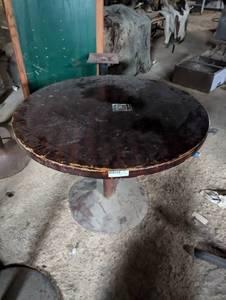 lot 235 image: Brown Round Restaurant Table (3)