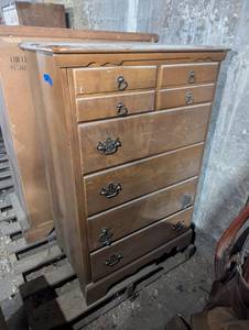 lot 341 image:  6 Drawer Wood Wardrobe