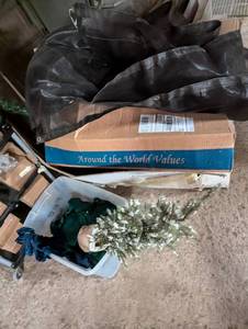 lot 264 image: Christmas Mixed Lot w Large Christmas Tree, Mixed Decor, and Mesh Transportation Net