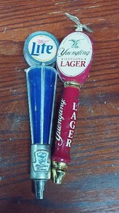 lot 41 image: 2 PC Tap Handle Set 2 Miller Lite and Yuengling Traditional Lager Taps