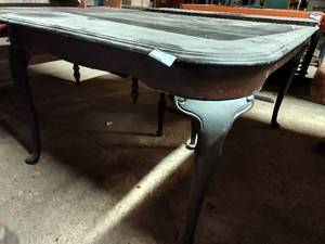lot 177 image: Large Wooden Rectangular Table w Leaf (59 12x45)