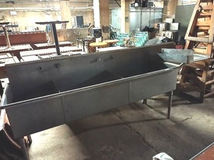lot 171 image: Commercial 3 Bin Stainless Steel Kitchen Sink