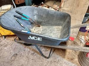 lot 166 image: Ace Hardware Wheelbarrow w Gardening Tools