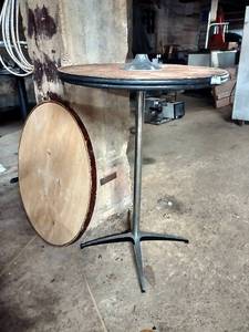 lot 161 image: High-top Round Restaurant Table w Extra Table Top (On Top Only) (30)