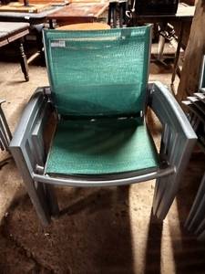 lot 155 image: Set of 4  Tropitone Green Mesh and Metal Outdoor Dining Chairs (Images for Representation, May Not Be Exact Units)
