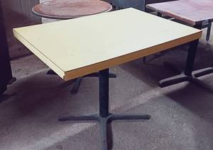 lot 91 image: Yellow Restaurant Table (41 34x 29 34) wo Screws