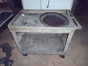 lot 256 image: White Commercial 2-Tier Push Cart w Contents