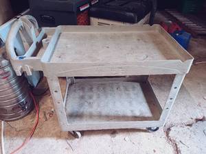 lot 168 image: 2-Tier Grey Plastic Utility Cart