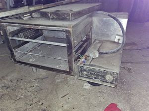 lot 107 image: Lincon Commercial Pizza Oven and Uline Platform Dolly Trunk